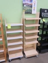 wooden specialty merchandisers, on casters