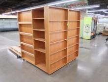 wooden merchandising shelves, 3-sided
