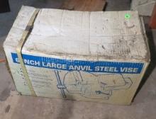 6" large anvil steel vise new in sealed box