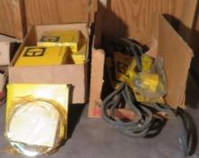 Case of Caterpillar seals, and fan belts, 1-2P3858 (4pc) and wet seals 953111 (4pc), and (4) fan ...