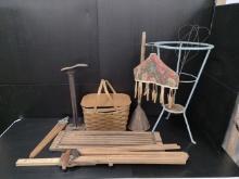 Vintage Drying Racks, Picnic Basket, Shoe Anvil And More