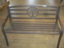 ALUMINUM 48 IN BENCH WITH OAK TREE CREST