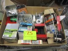 BOX LOT-ASSORTED HARDWARE & SUPPLIES