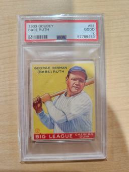 Babe Ruth 1933 Goudey Card - PSA Graded Mint 2