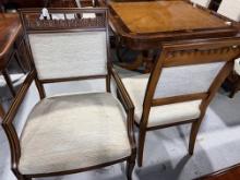 Carved Cherrywood Dining Table Chairs, Captains Chairs and Side Chairs