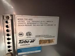 TURBO AIR 48" 2 Door Worktop Cooler on Casters - S/S 2 Door Cooler