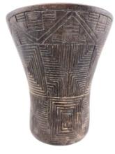 Pre-Columbian Geometric Incised Lines Kero Cup