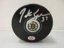 Patrice Bergeron of the Boston Bruins signed autographed logo hockey puck PAAS COA 421