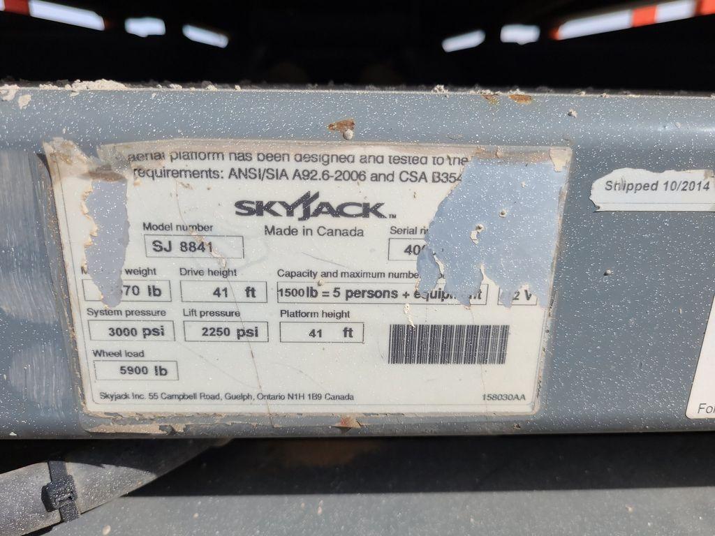2014 Skyjack SJ8841RT 41ft Rough Terrain Scissor Lift