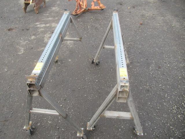 (2) METAL SAWHORSES ON CASTERS