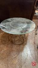 Cast Iron Glass Top Coffee Table L-22" H-17"