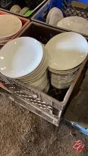 Storage Crates W/ Assorted Lot Of Plates