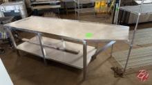 All Stainless Steel Feeder Table W/Square Legs 9ft