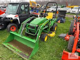 John Deere 2305 4WD compact diesel tractor, loader, 60in mower deck, 838 hrs