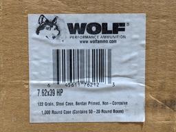 1000 Rnds of Wolf 7.62x39 HP 122 Gr Steel Case