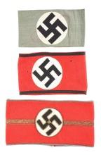 LOT OF 3:: THIRD REICH SS, STAHLHELM, AND NSDAP ORTSGRUPPENLEITER ARMBANDS.