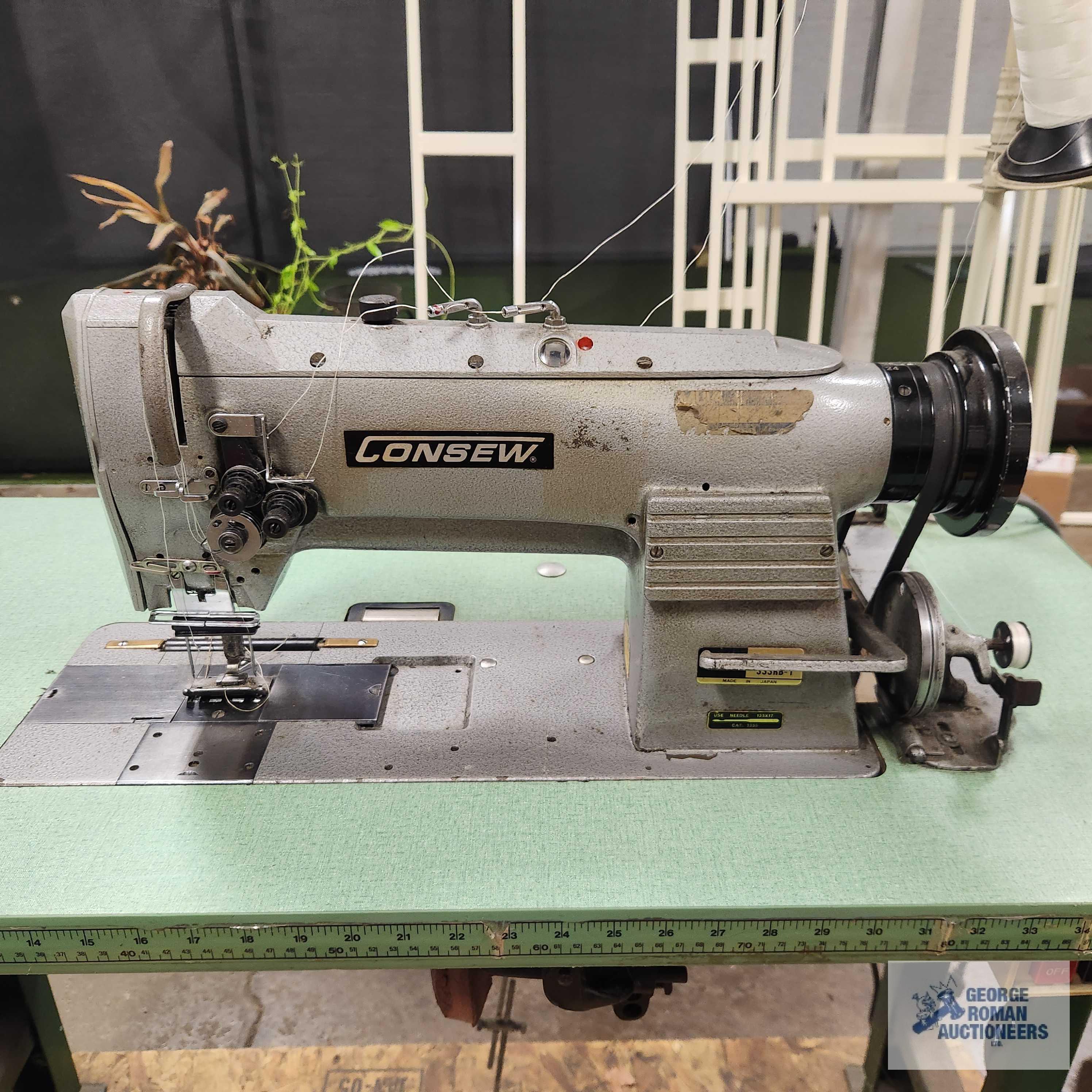 Consew model number 333RB-1 commercial sewing machine with fold out platform