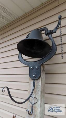 Antique milk jug and cast iron bell. Very heavy