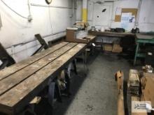 WORKTABLE, TABLES, CHAIRS IN CORNER
