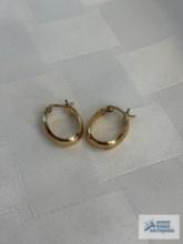 Gold colored hoop earrings, marked 925, approximate total weight is 3.03 G