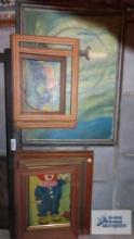 lot of picture frames and oil on board paintings
