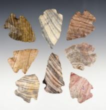 Set of 8 nice Pentagonals - Nethers Flint. Some are pictured in Indian Artifacts of the Midwest.