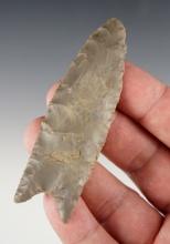 Classic 3 3/8" Paleo Fluted Clovis that is very well made. Found in Whitley Co., Indiana.