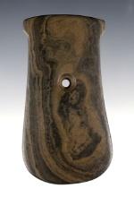 Fine 3 3/4" Keyhole Pendant made from Banded Slate. Found in Huron Co., Ohio. Ex. Jim Garen.