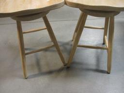 Pair of White Washed Swiveling Spindle Back Bar Chairs