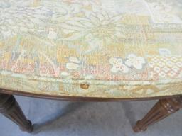 Ethan Allen Jacquard Covered Seat Caned Back Side Chairs