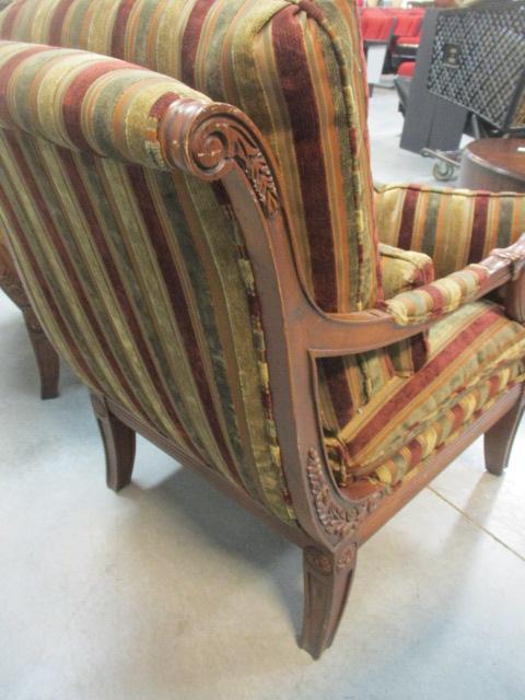 Pair of Ethan Allen Carved Wood Armchairs