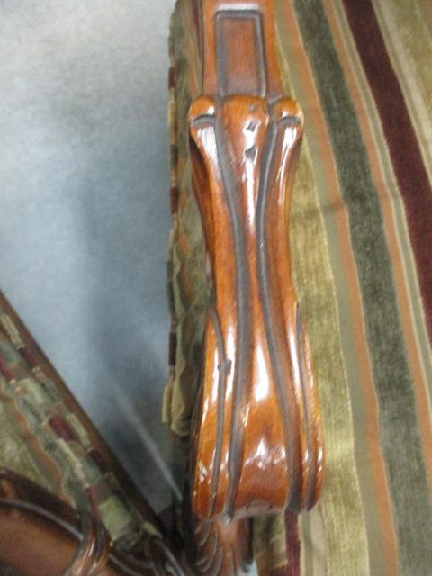 Pair of Ethan Allen Carved Wood Armchairs