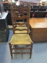 Set of 3 Ladder Back Chairs with Rush Seats
