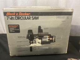 Trio of Black & Decker Power Tools, 7-1/4in Circular Saw, Pair of 3/8 inch Drills, Blockbuster VSR