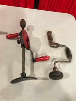 Collection of Vintage Hand Tools incl. Millers Falls Planer, Pyrene Fire Extinguisher, & 2 Augers