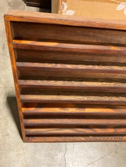 Vintage Wood Wall Shelving Rack / Display Cabinet - See pics