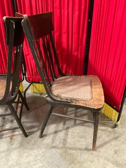 Pair of Vintage Dark Brown Stained Dowel Back Wooden Chairs. See pics.
