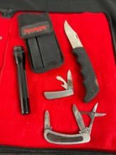 3x Kershaw Knives & Mag Lite - All Folding Knives, 2 Are Multi-bladed - See pics