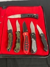 Collection of 6 Stainless Steel Folding Pocket Knives - See pics