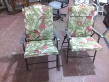Pair Flower Cushion Folding Patio Chairs
