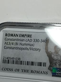 Roman Empire A/E¾  (BI Nummus) Constantinopolis / Victory Rare Slabbed Ancient Roman