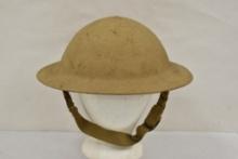 WWII Desert Tan Doughboy Military Helmet.