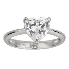 decadence sterling silver Rhodium 8mm Heart Cut Cubic Zirconia Solitaire Engagement Ring