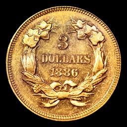 ***Auction Highlight*** 1886 Three Dollar Gold 3 Graded ms63+ PL By SEGS (fc)