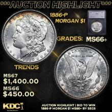 ***Auction Highlight*** 1886-p Morgan Dollar $1 Graded ms66+ BY SEGS (fc)