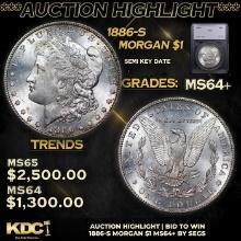 ***Auction Highlight*** 1886-s Morgan Dollar 1 Graded ms64+ BY SEGS (fc)