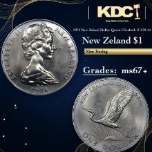 1974 New Zeland Dollar Queen Elizabeth II KM-44 Grades Gem++ Unc