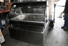 Hatco Cruved Glass Heated Case with Table on Castors