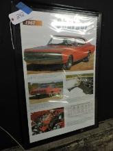 Framed Poster / Dodge Charger - 1967 / 24" X 36"