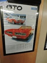 Framed Poster / Pontiac GTO - 1968 / 24" X 36"